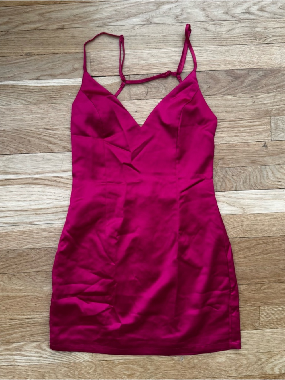 superdown Magenta Satin Slip Mini Dress